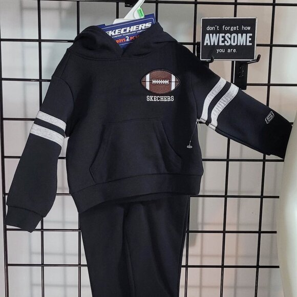 Skechers Boys' 2-Piece Hoodie and Pants Set - Black Football Graphic -18 and 24M - Picture 3 of 16